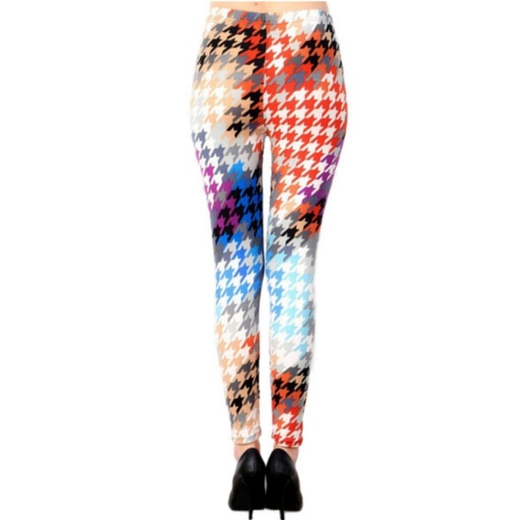 Super Soft Flowing Colors Hounds Tooth Leggings - Picture 4 of 4